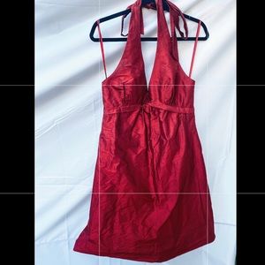 BCBGMAXAZRIA SILK RED HALTER DRESS - NEW W/TAGS
